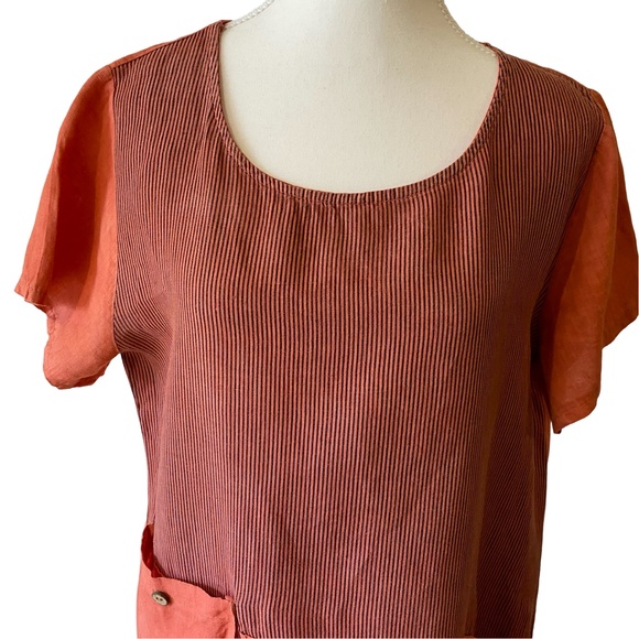 Burnt orange linen tunic/dress. lagenlook boho unique. Italy. Sz S - Picture 2 of 15